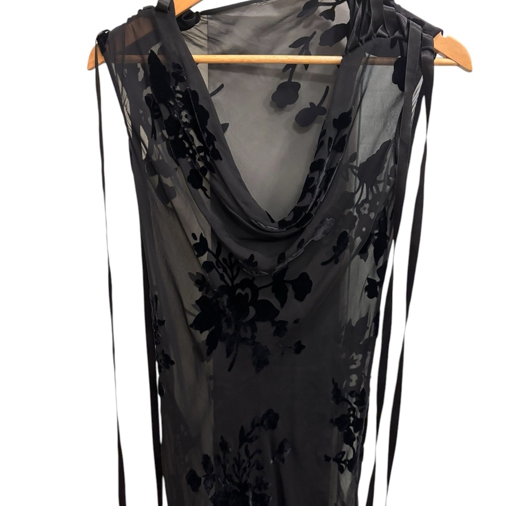 Vintage Burnout Mini Dress with Lace Up Shoulder